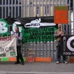 Banners outside GIB AGM